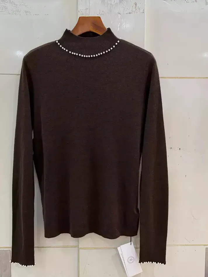 Women's mock-neck wool knit sweater — Style 286-26071