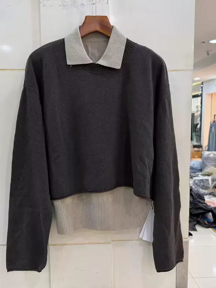 Women's lapel wool long-sleeve sweater — Style 309-9137