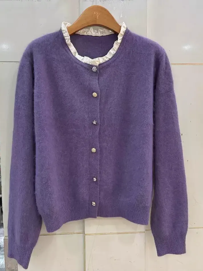 Women's double-breasted wool knit cardigan — Style 315-6766