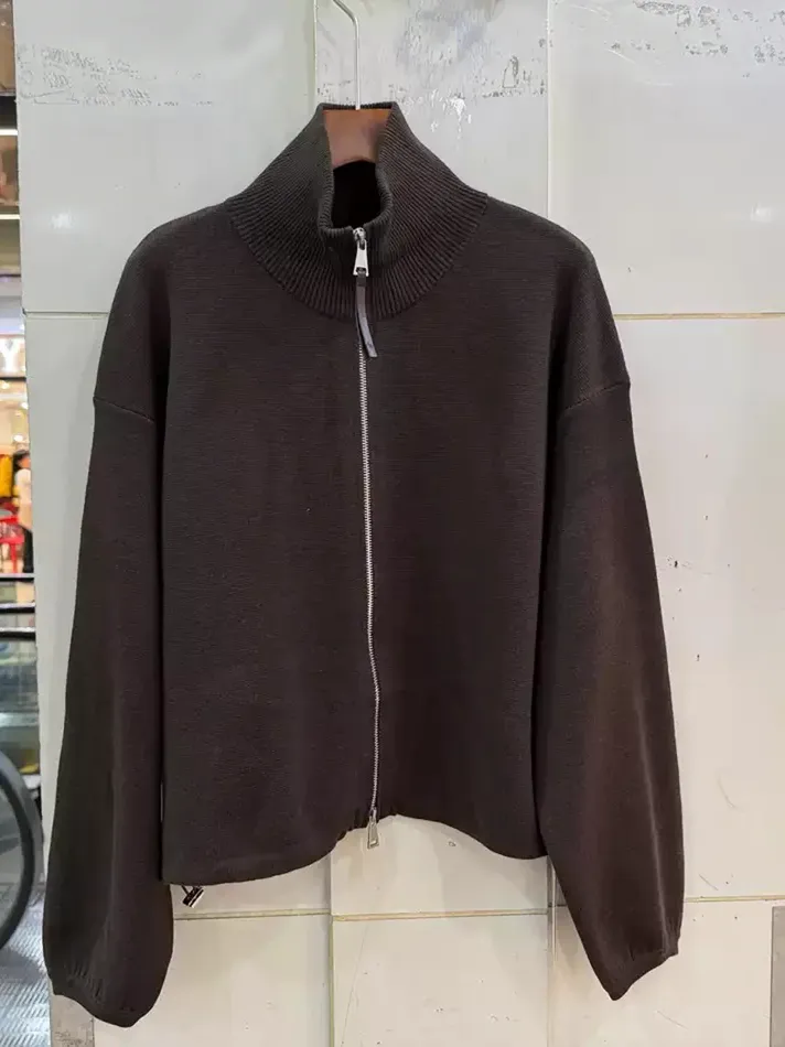 Women's double-zip stand-collar casual cardigan — Style 513-975