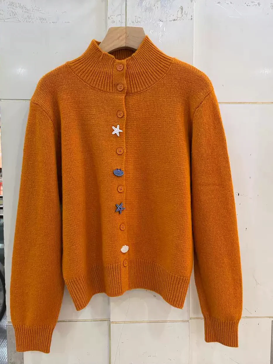 Women's mock-neck knit cardigan · 98059