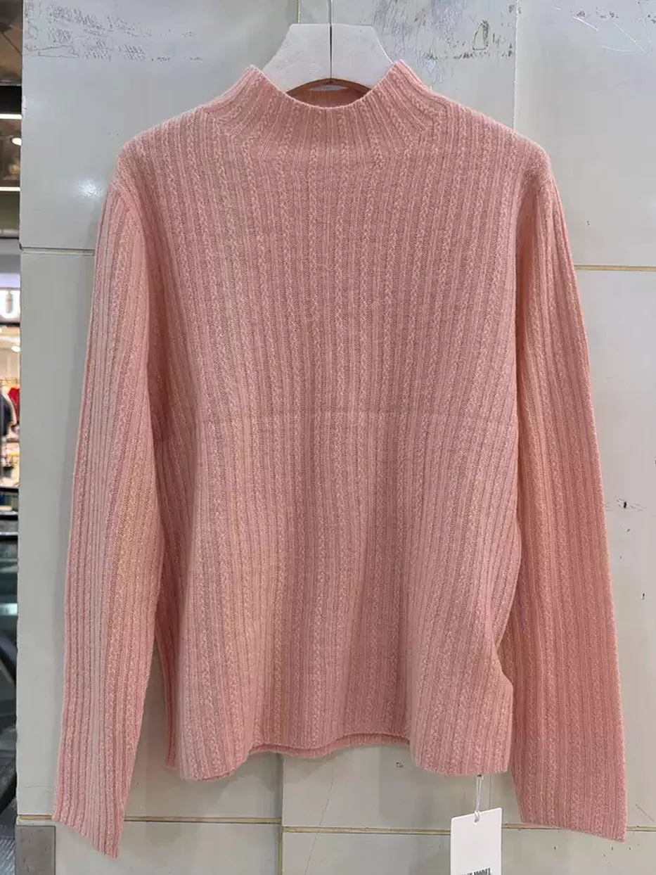 Women's wheat-texture mock-neck knit top · 98059