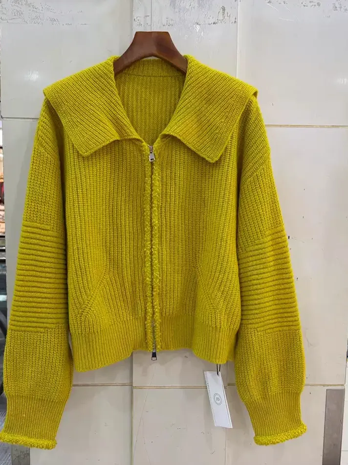 Women's double-zip wool casual cardigan — Style 5X-2643