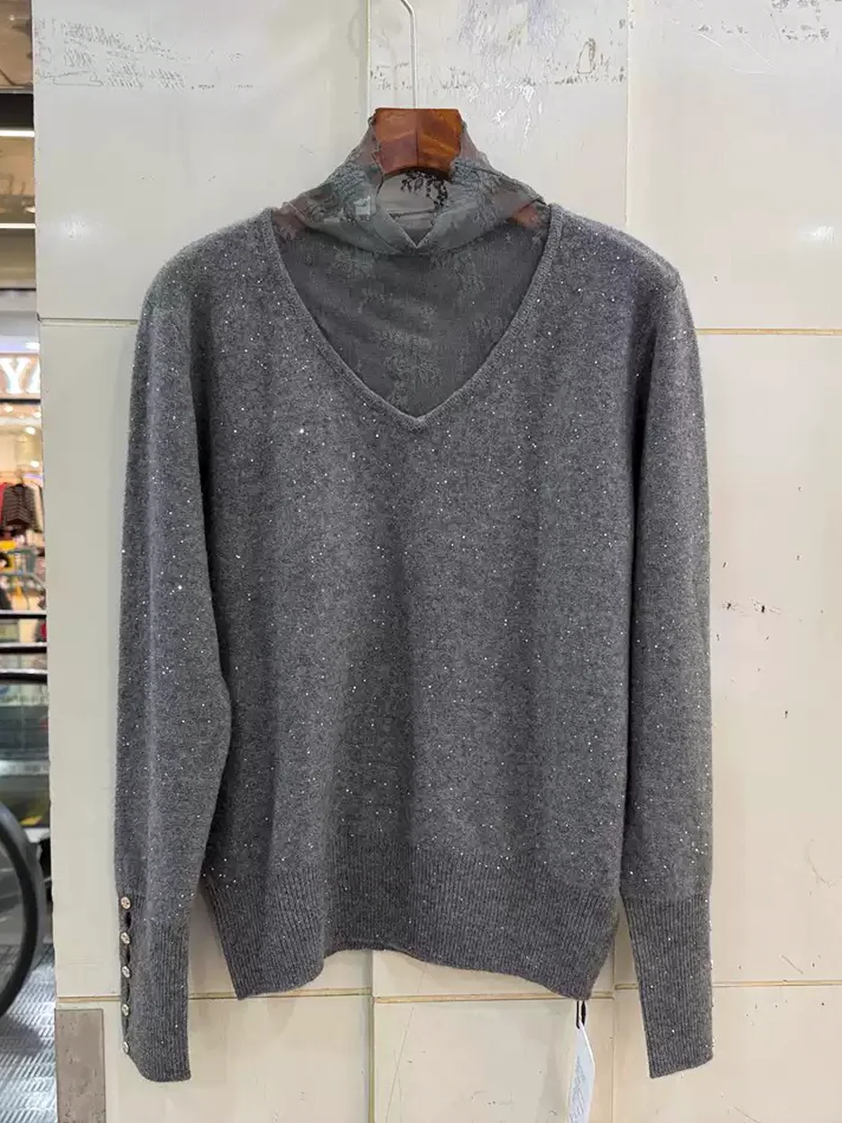 Women's cutout panelled sequinned sweater · 98059