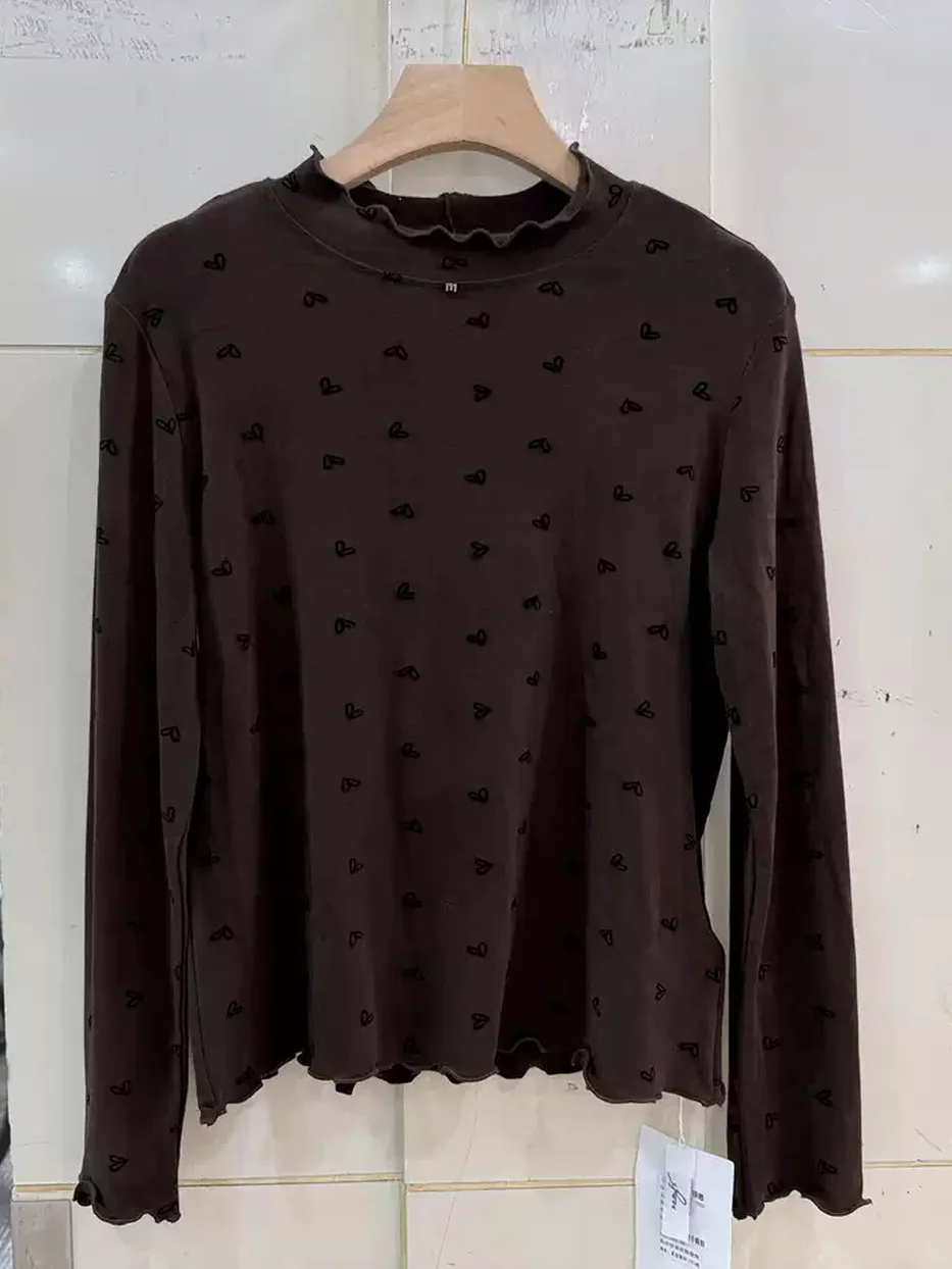 Women's heart-print fleece-lined base layer · 98059