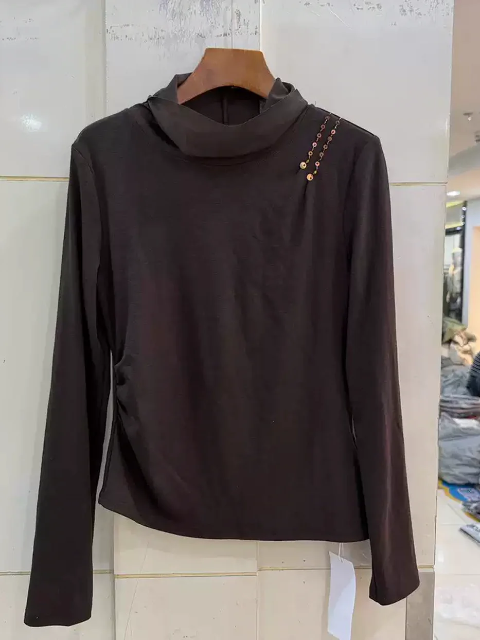 Sequinned turtleneck top, slim fit — Style 661189-2