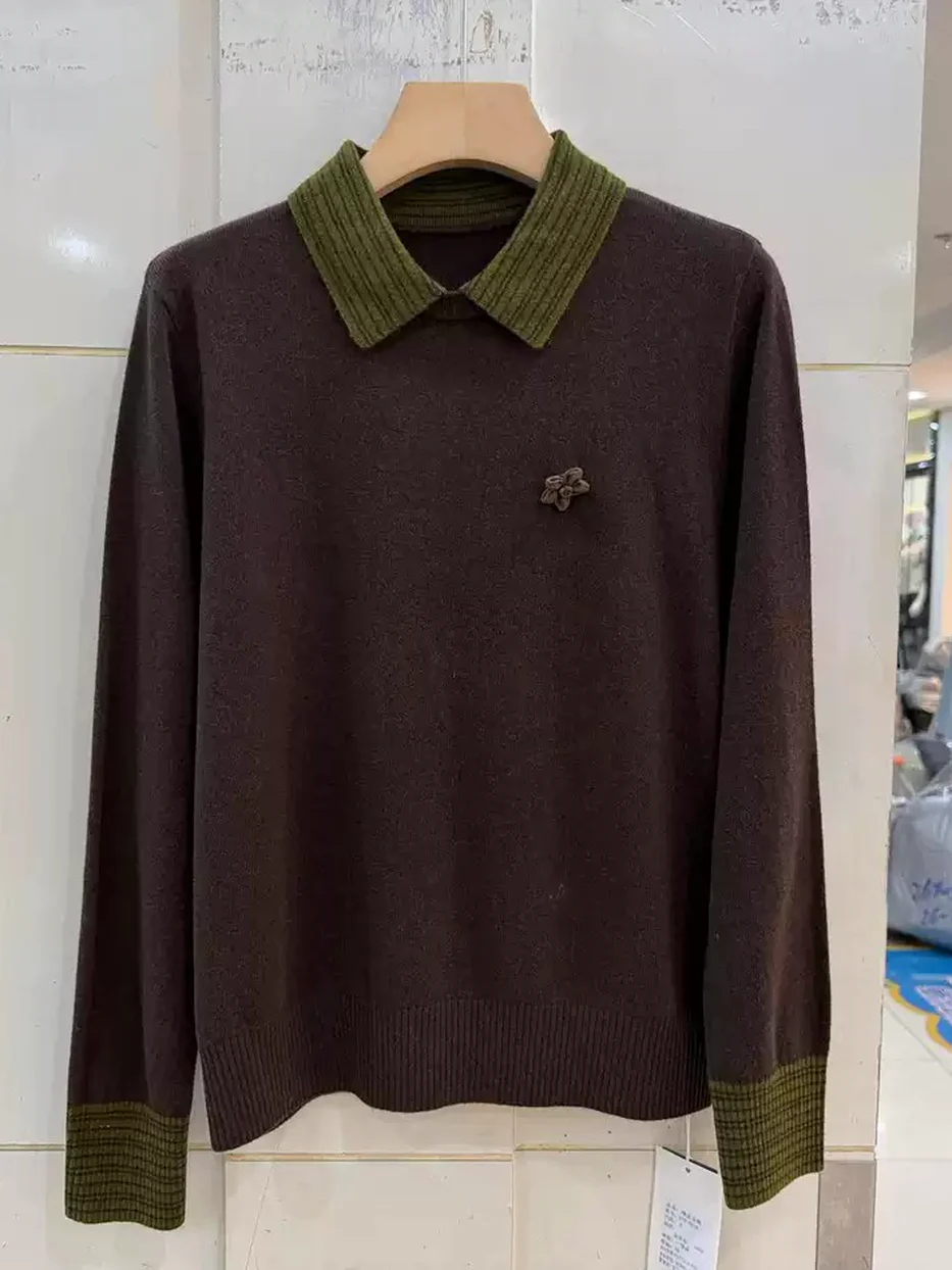 Women's lapel knit top · 98059