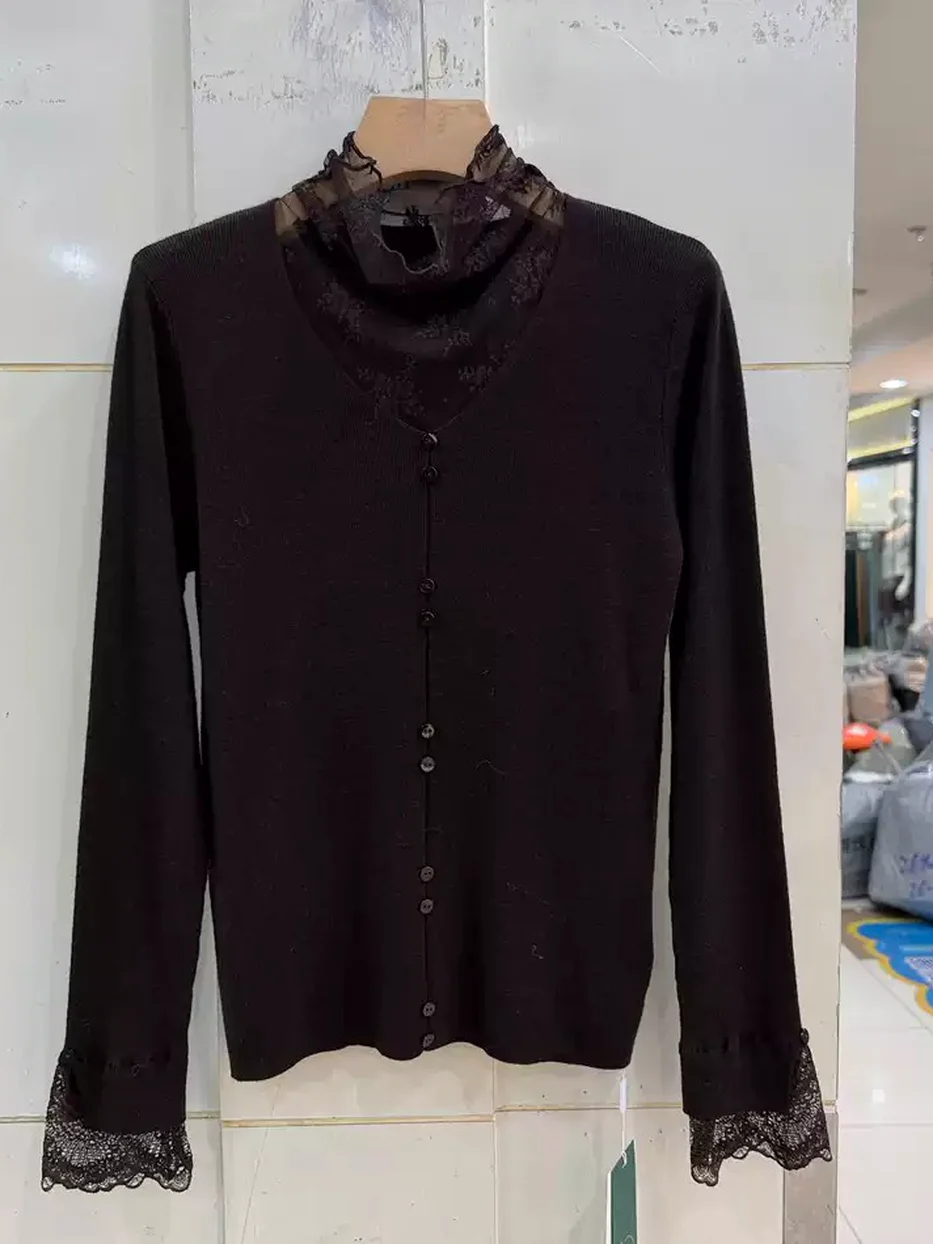 Women's stacked-collar knit cardigan — Style 700-26036