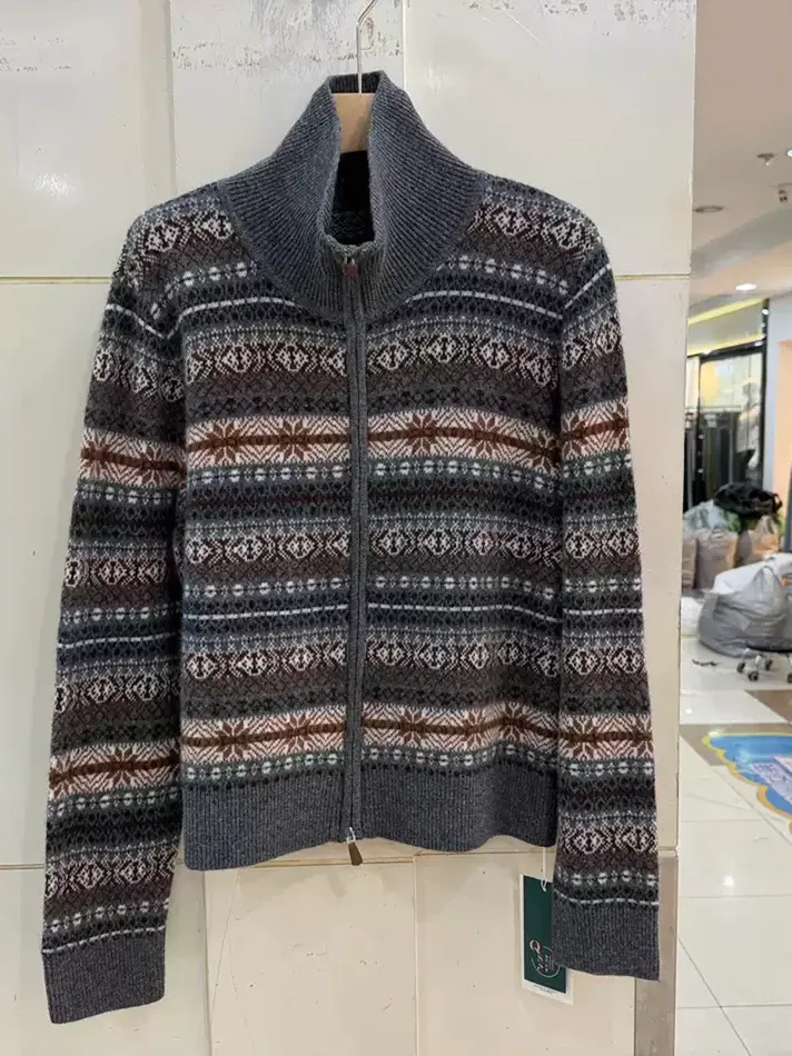 Women's double-zip wool knit cardigan — Style 73-6107