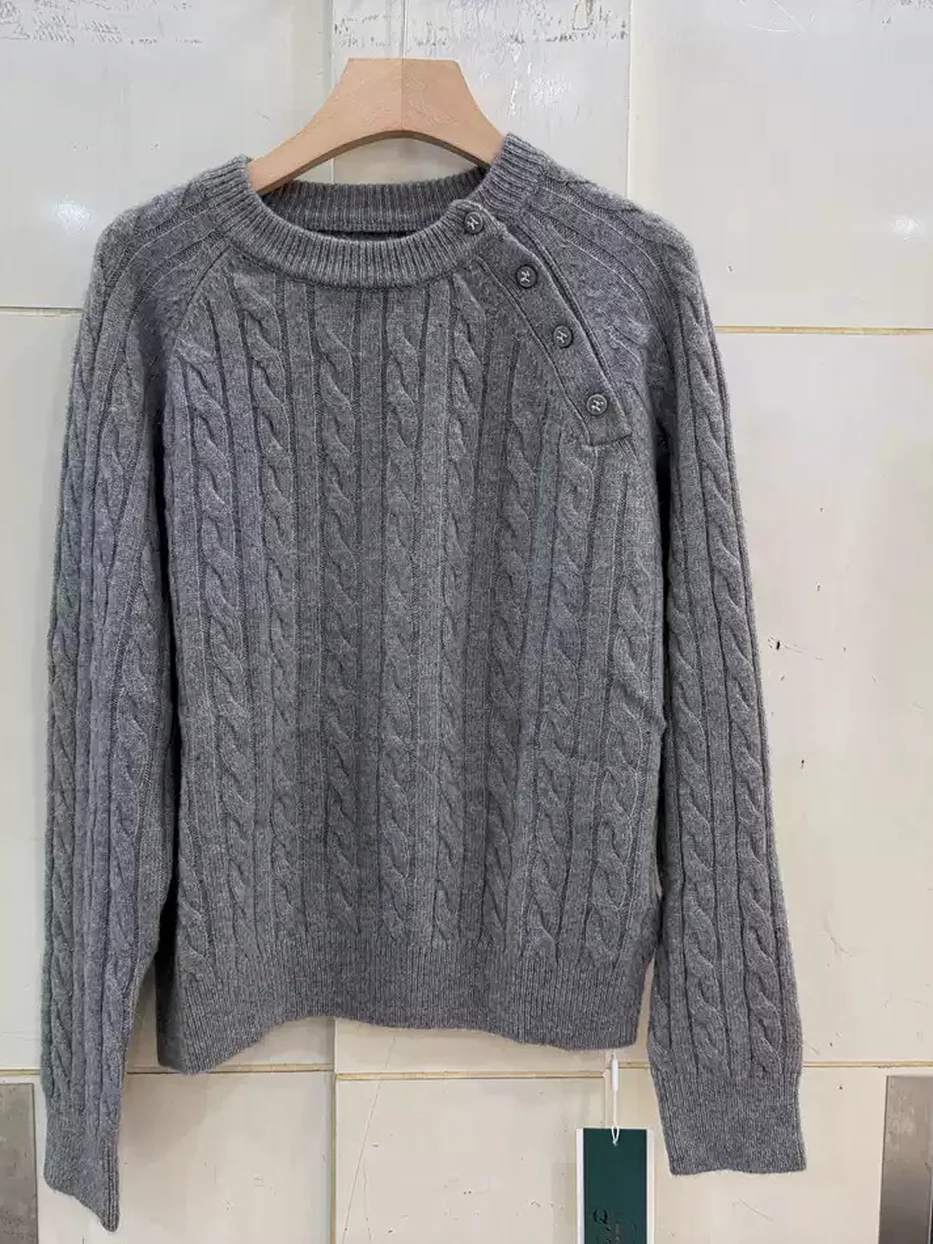Women's button-front cable-knit knit top · 98059