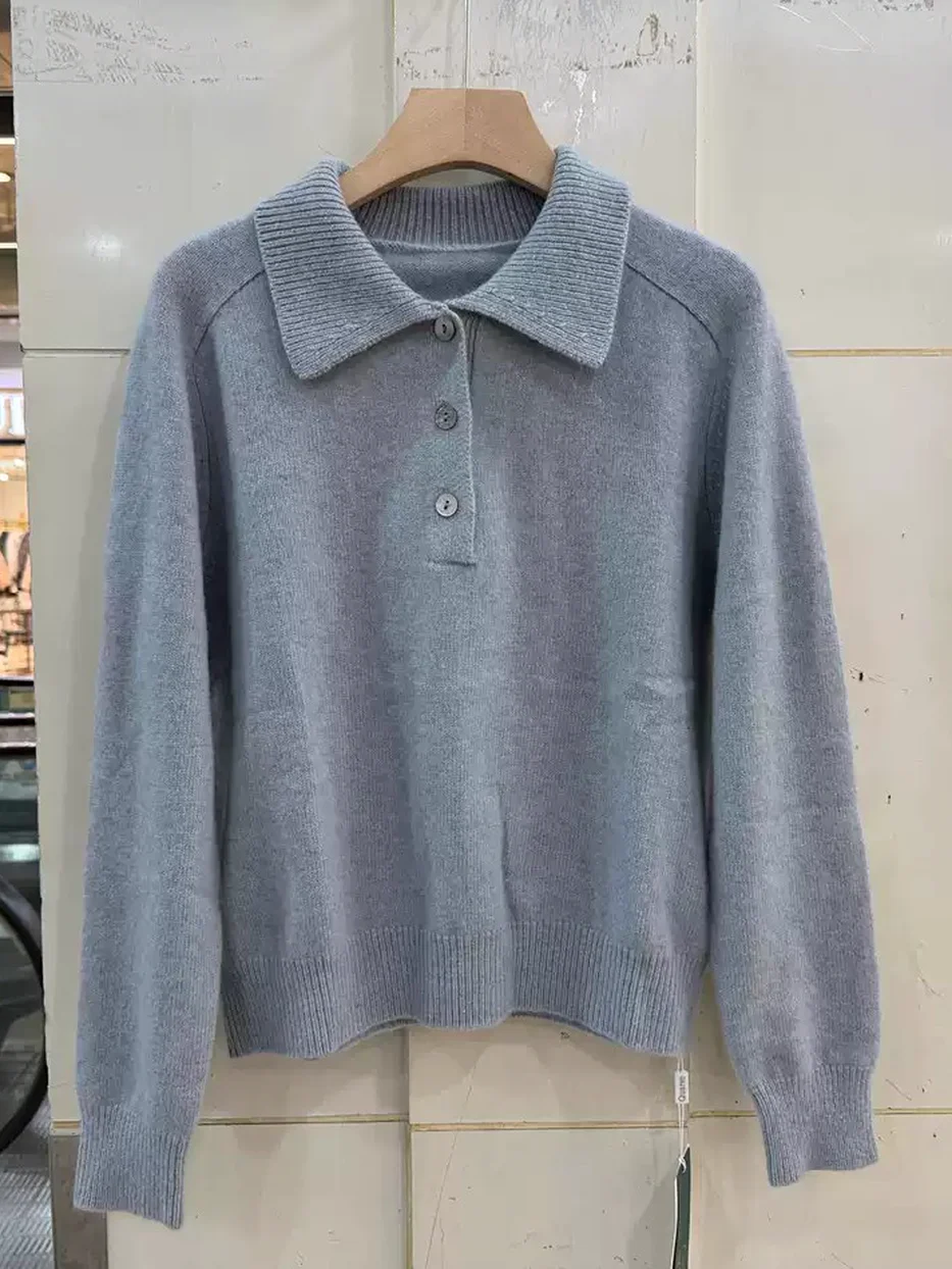 Women's button-front lapel knit top · 98059
