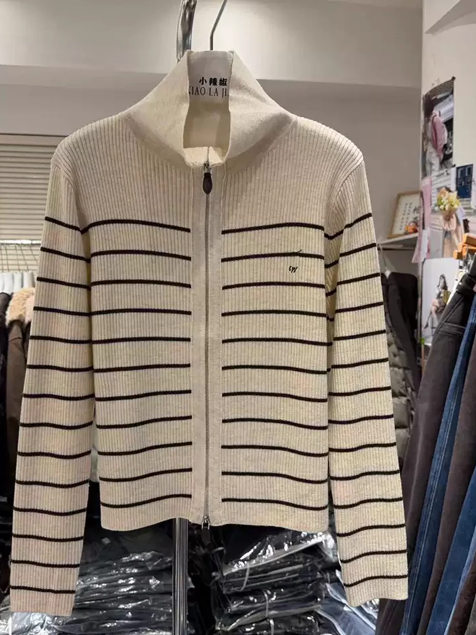 Women's double-zip striped cardigan · 98059