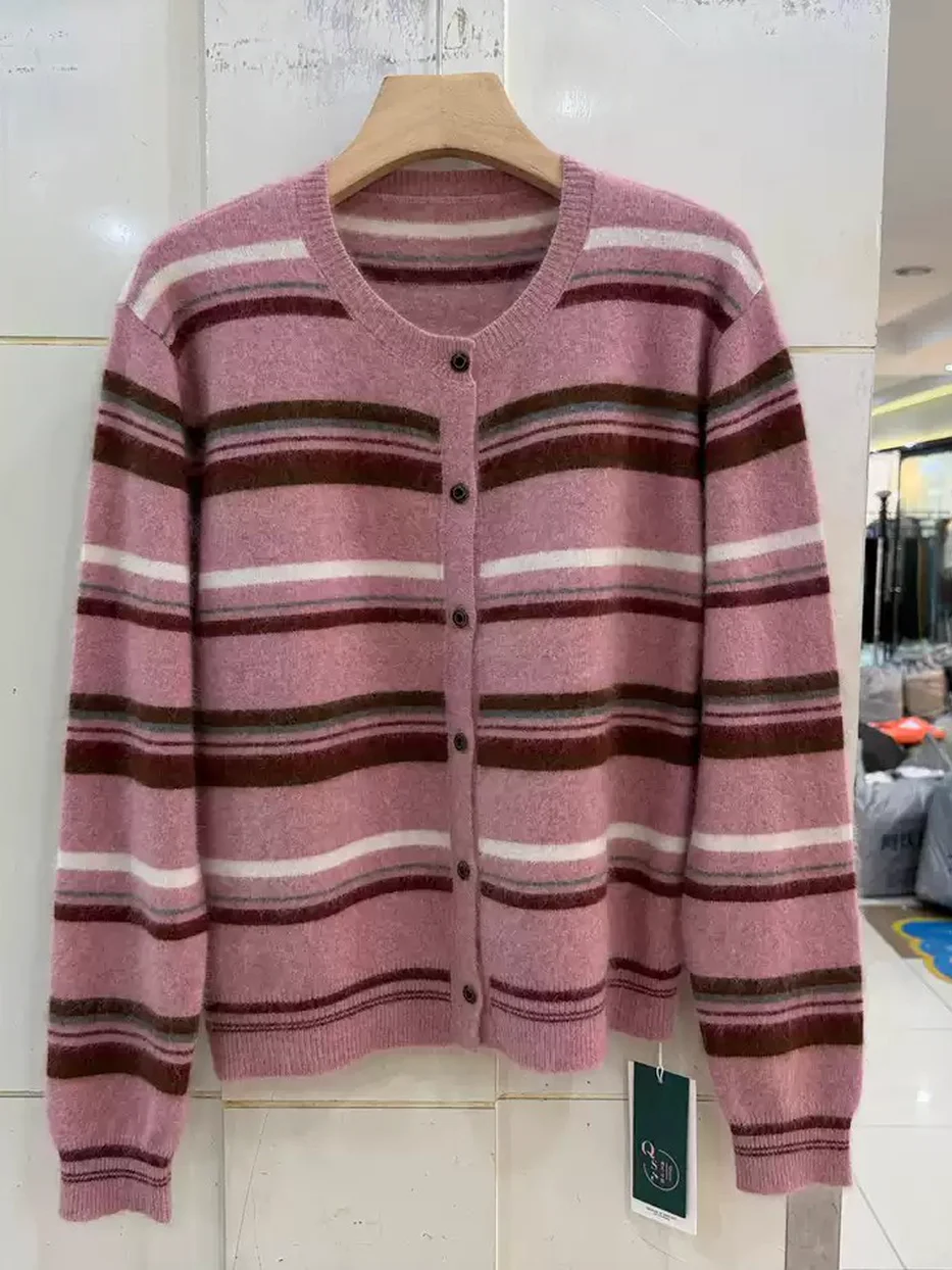Women's colour-block knit caramel cardigan · 98059