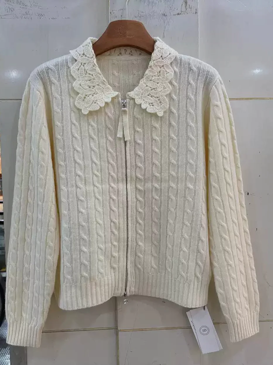 Women's cable-knit crochet cardigan · 98059