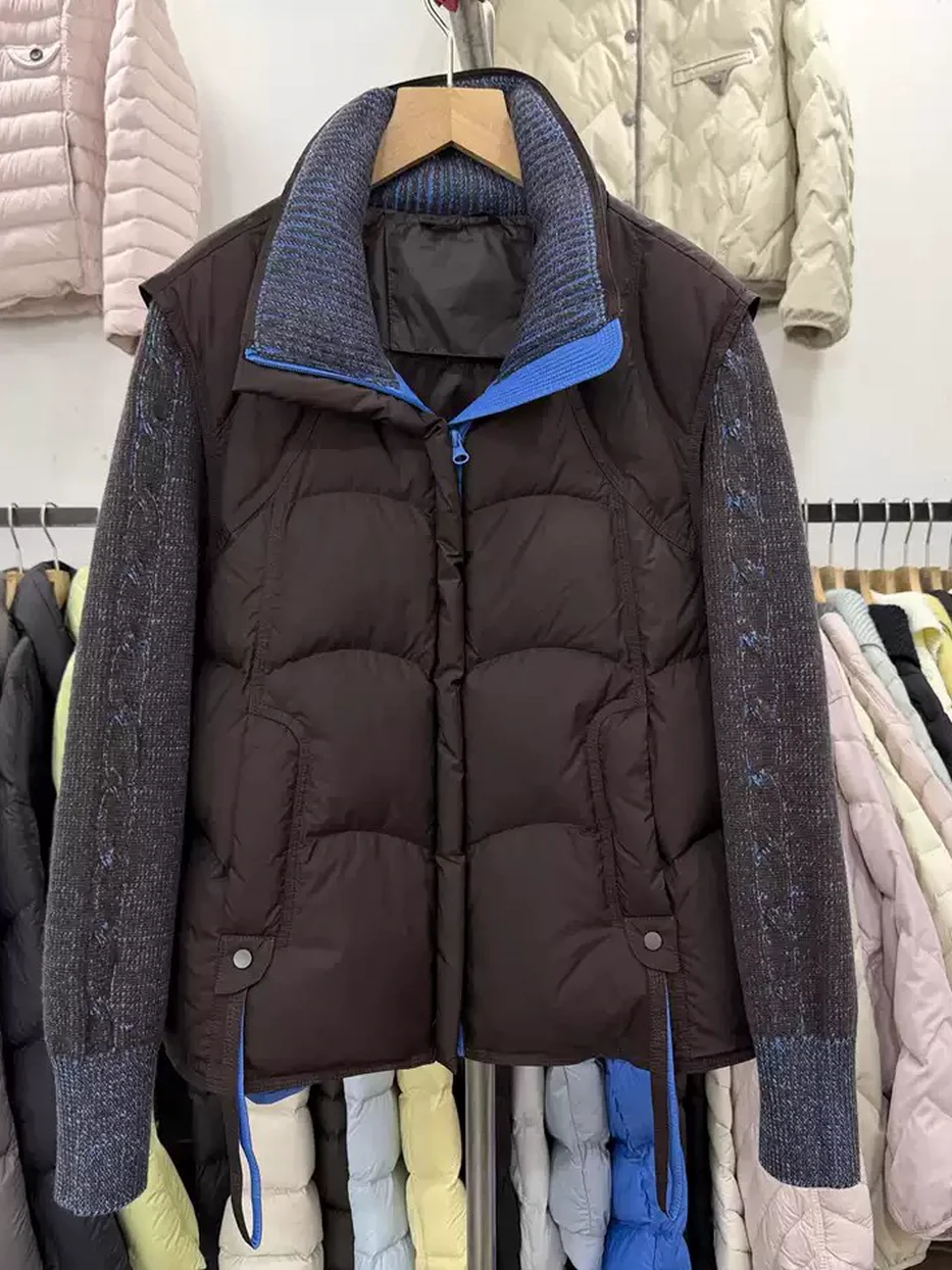 Single-breasted crew-neck wool knit cardigan 85-16035 · 85-16035