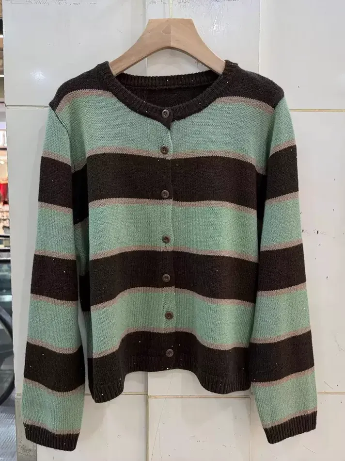 Women's colour-block crew-neck knit sweater — Style 86038