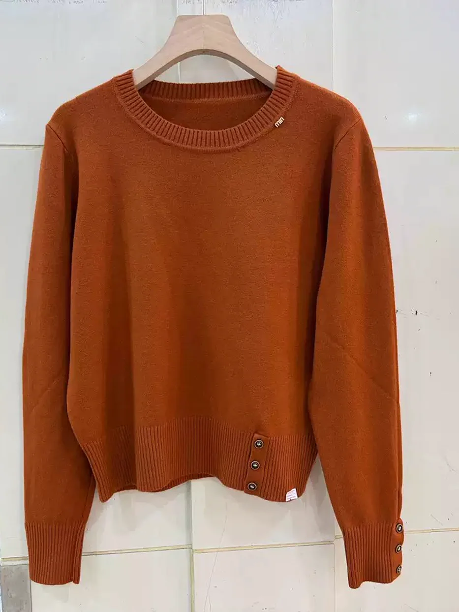 Women's button-front crew-neck knit top · 98059