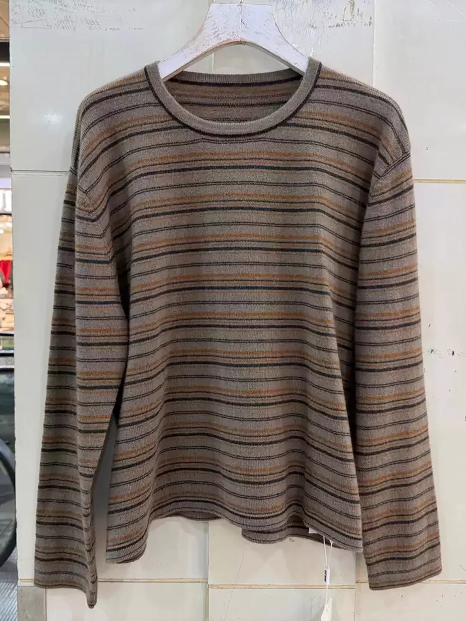 Colour-block crew-neck wool knit sweater, relaxed fit — autumn-winter 91137 · 91137