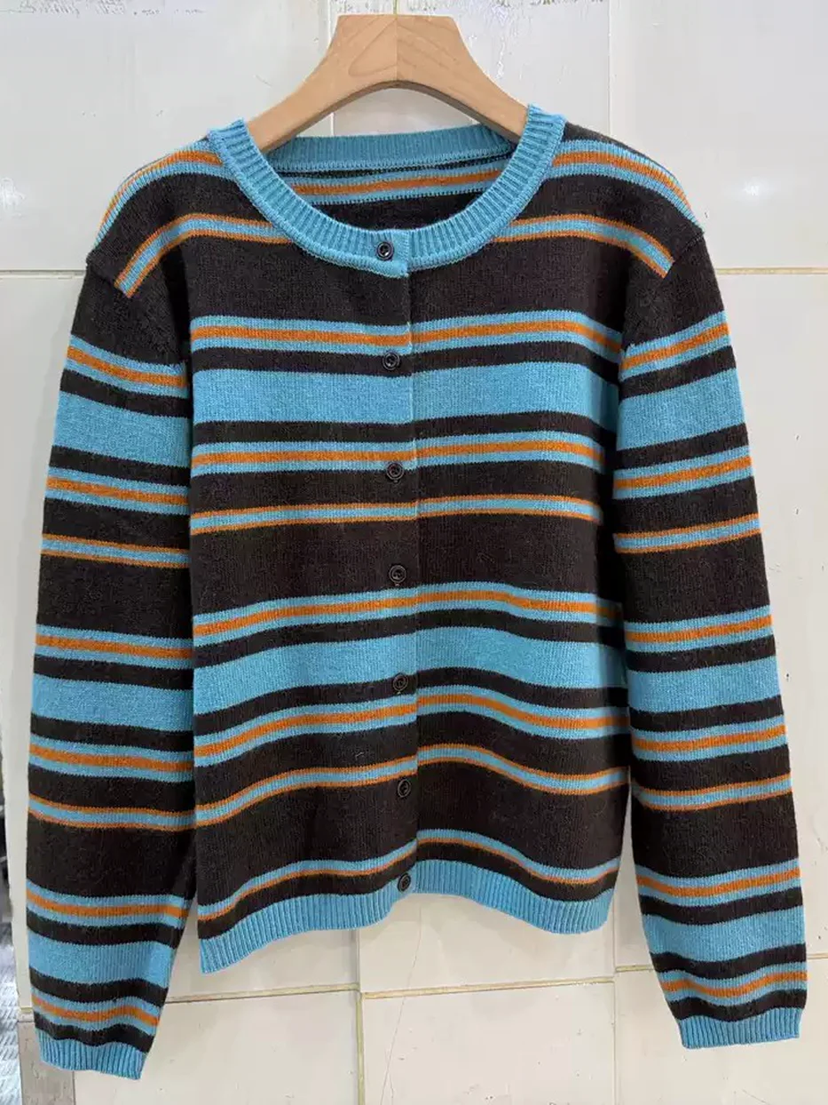 Women's colour-block striped cardigan · 98059