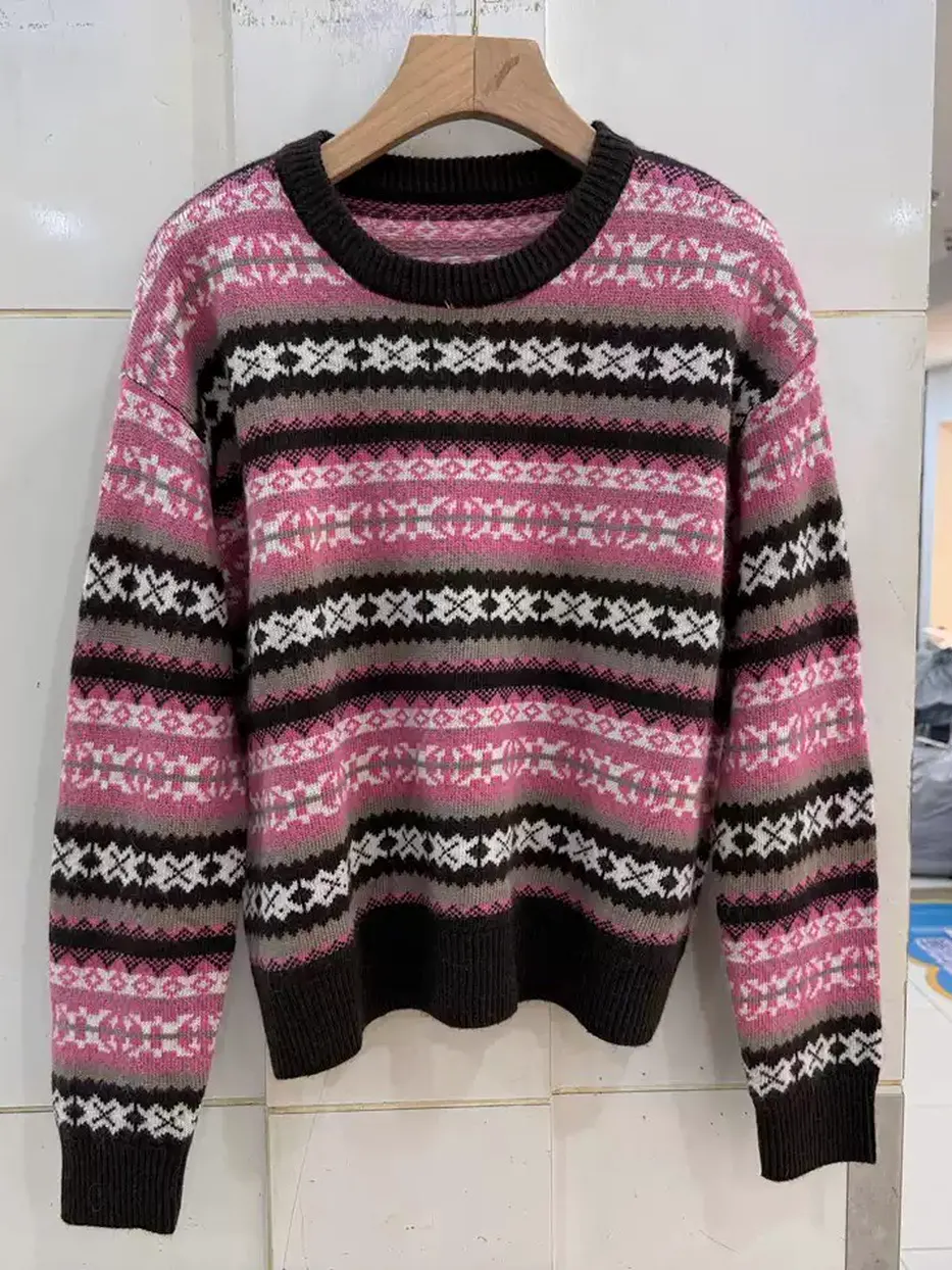 Women's colour-block crew-neck knit top · 98059