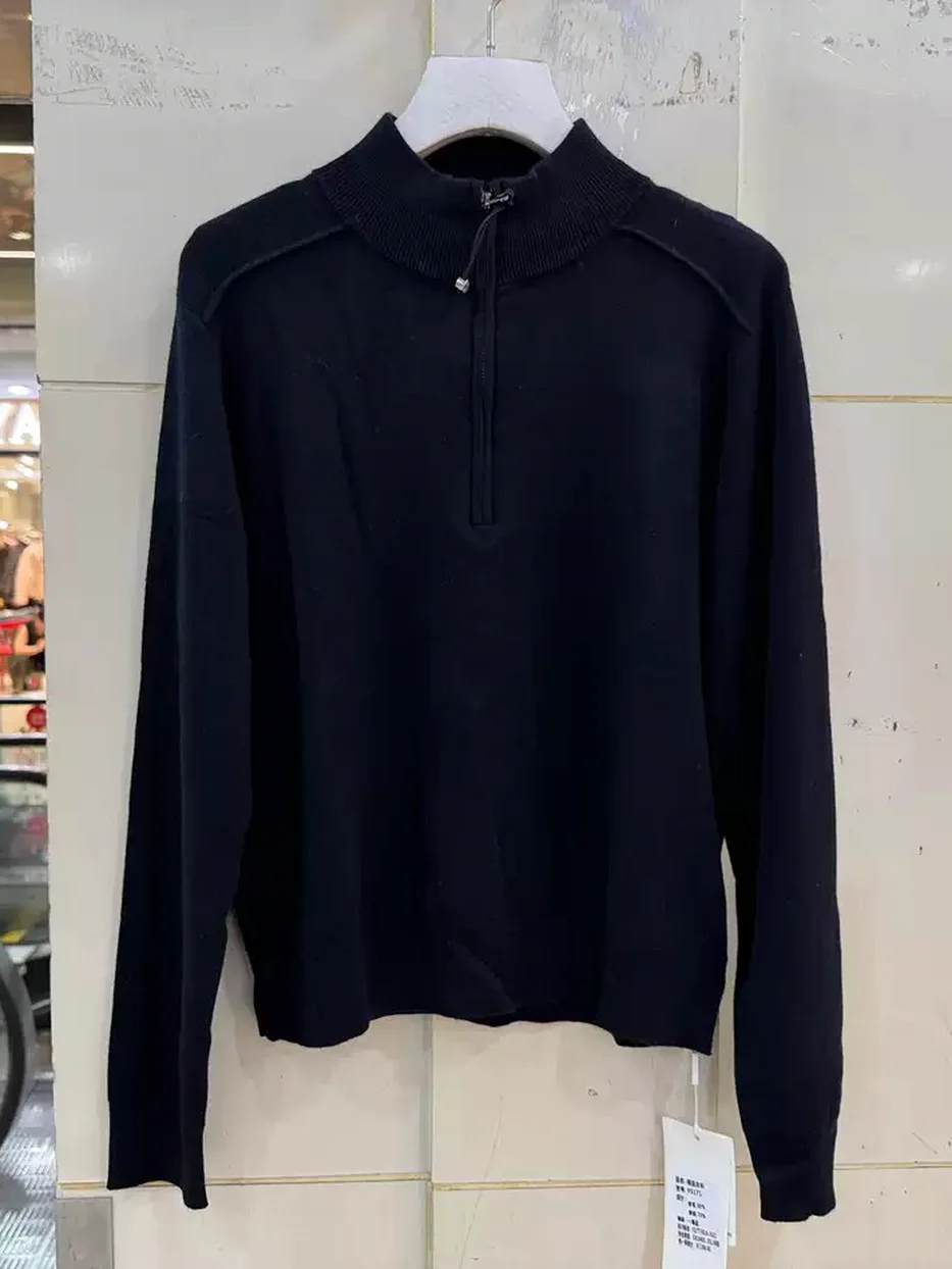 Zip-front stand-collar wool knit cardigan, slim fit · 97171