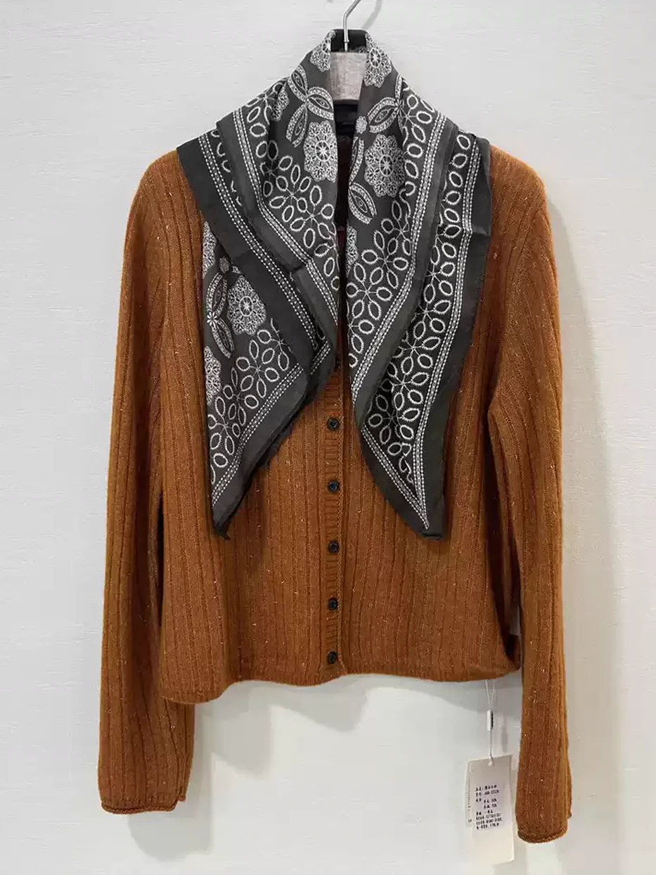 Single-breasted wool knit cardigan — Style A88-22228