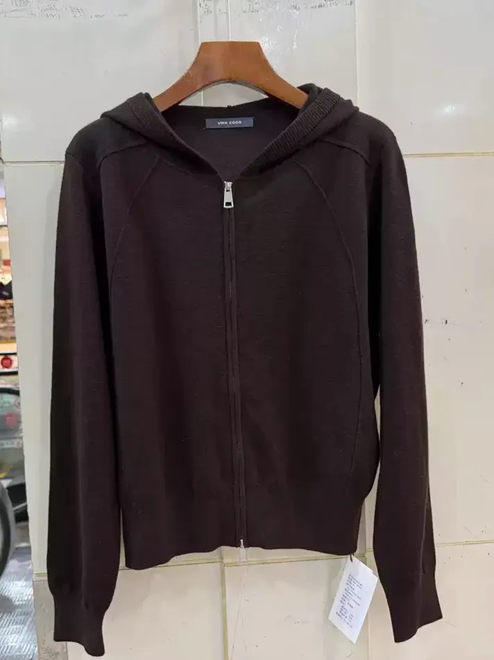 Women's double-zip hooded wool cardigan — Style FA-58751