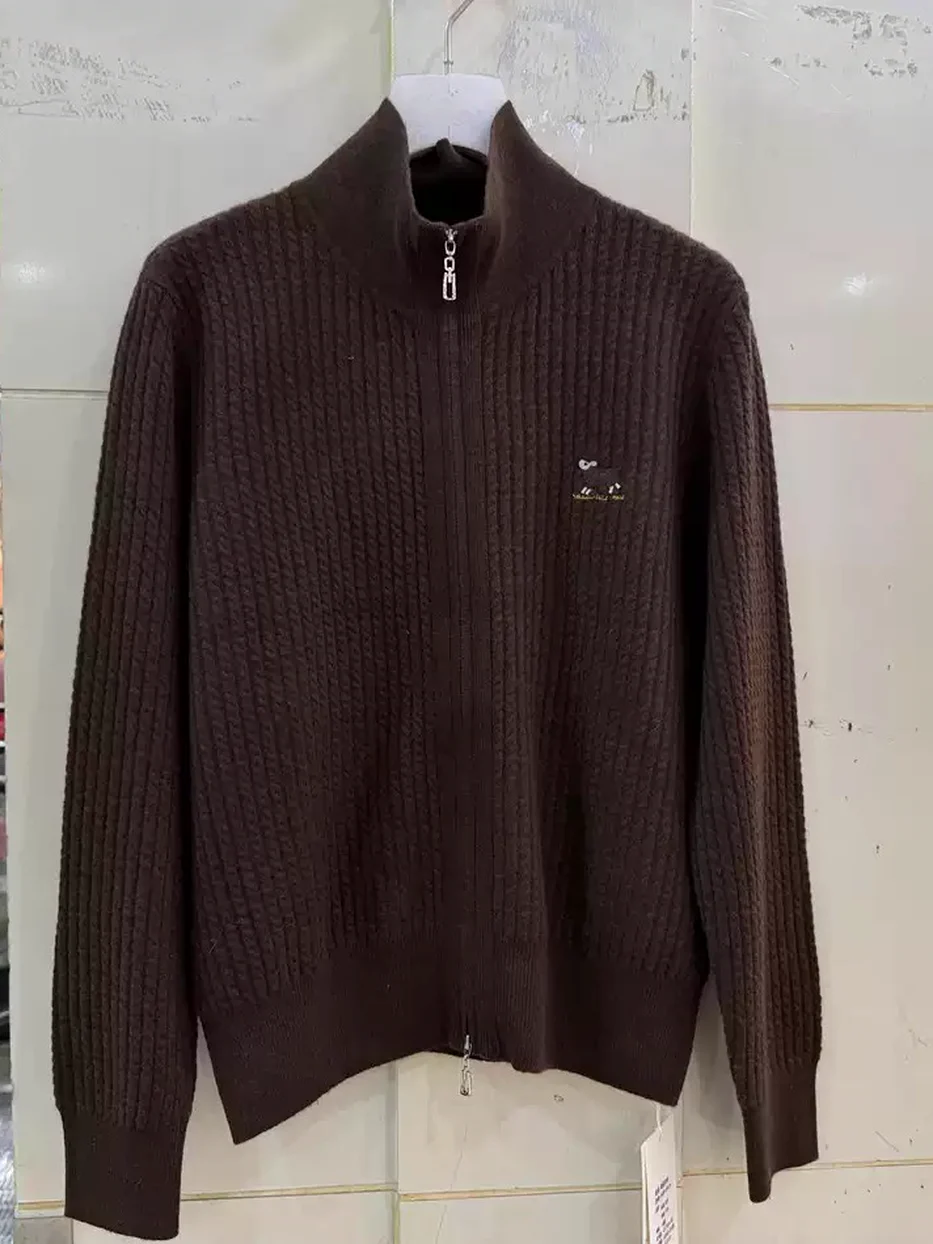 Double-zip stand-collar knit sweater, slim fit · H69-9616