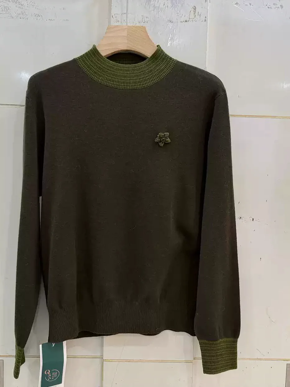 Women's colour-block striped wool knit top · 98059