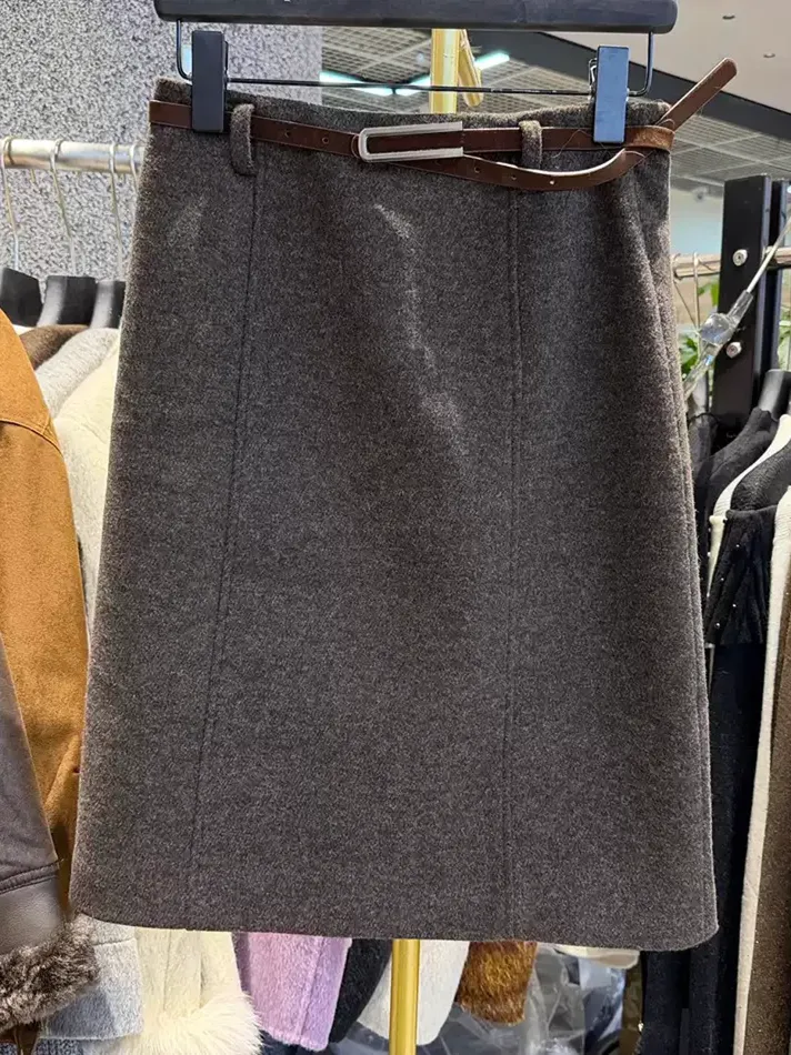 Women's grey high-rise skirt — Style 6069
