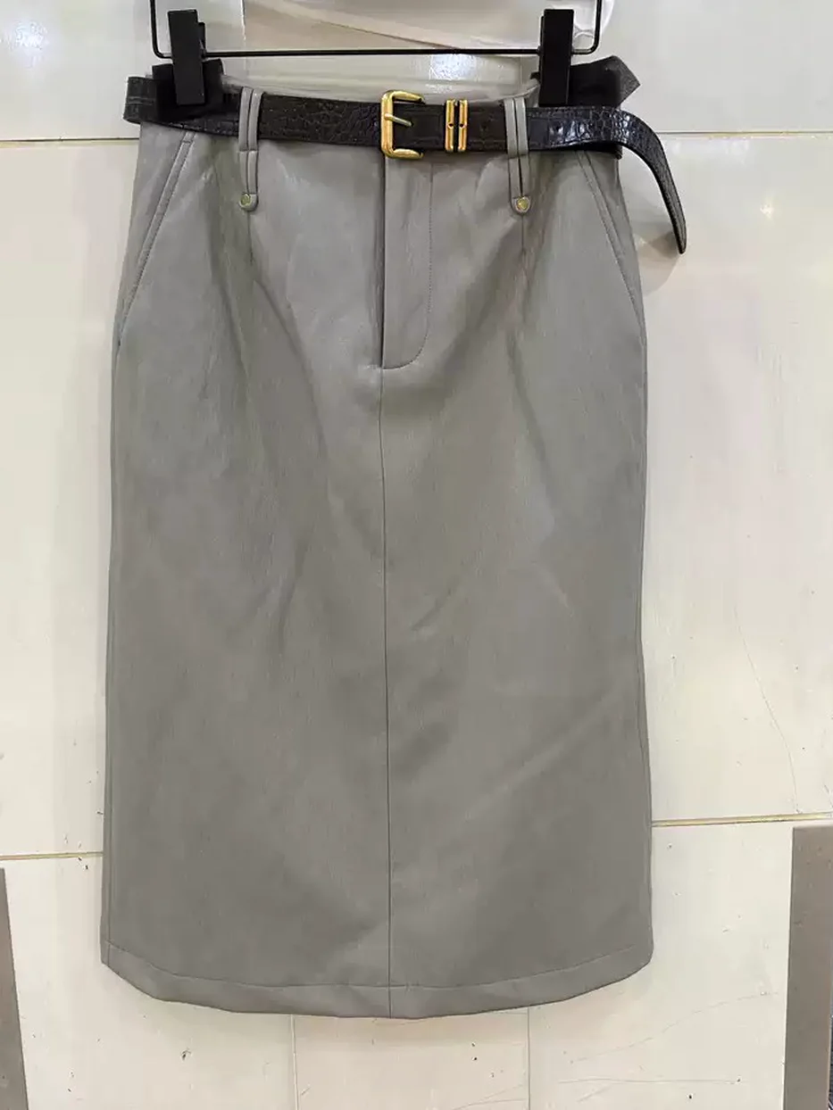 Damen Rock mit Gürtel und mit hoher Taille — Style 86007
