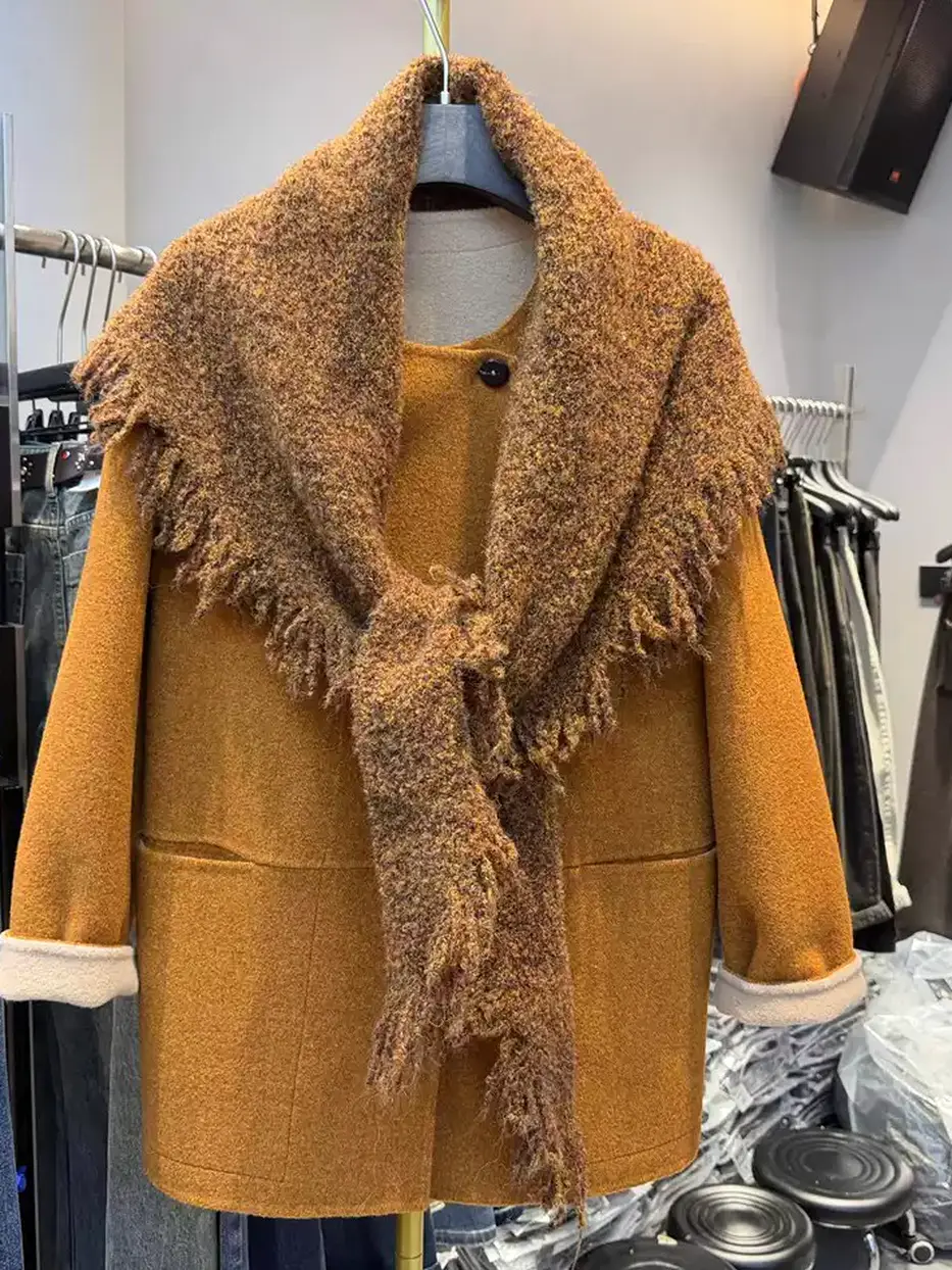 Women's scarf-set wool coat · 98059