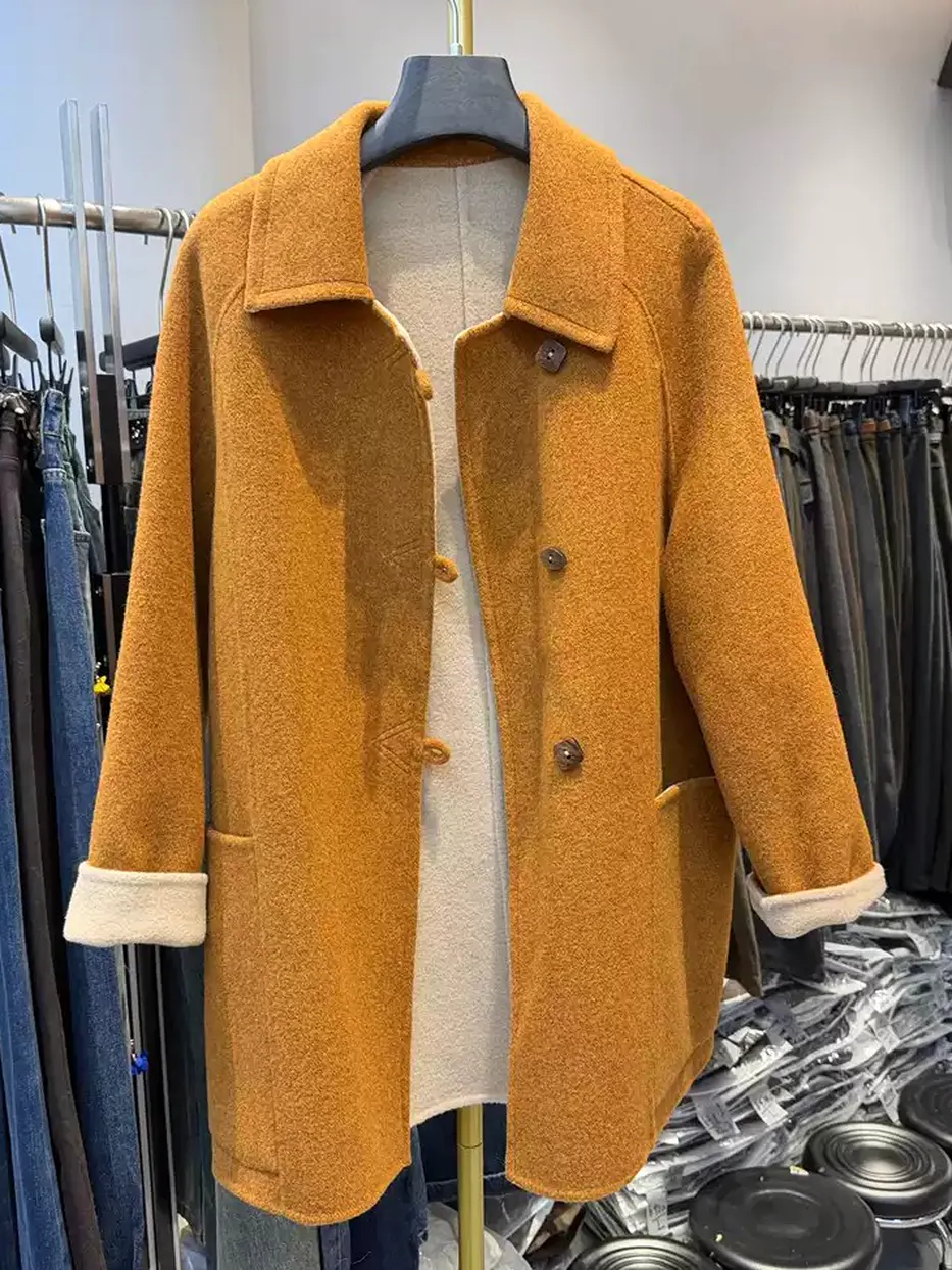 Women's lapel wool coat · 98059