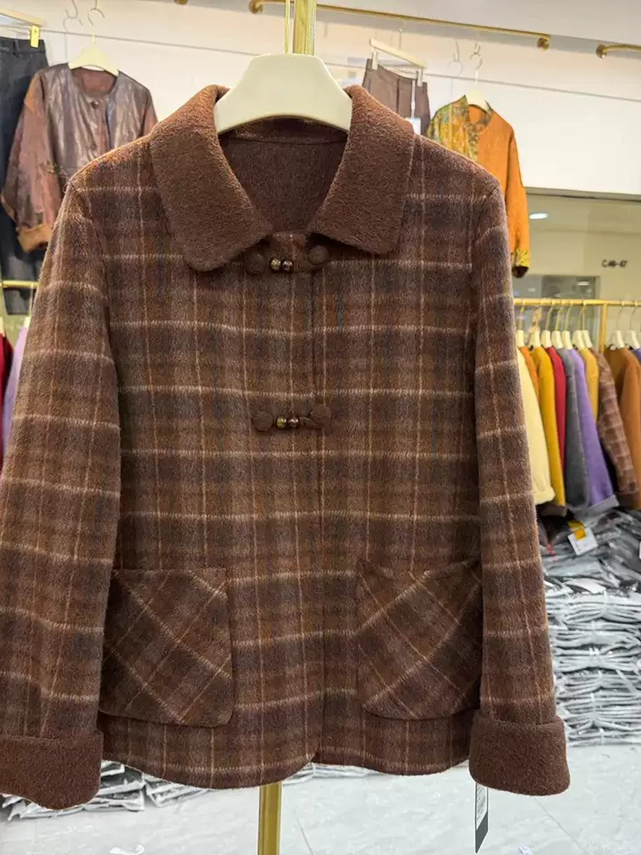 Women's colour-block frog-button wool coat — Style 82612