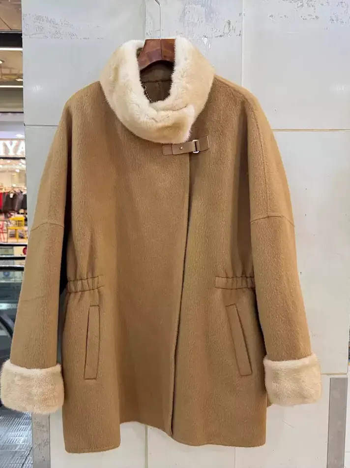 Women's zip cashmere midi coat — Style 88SM-1062