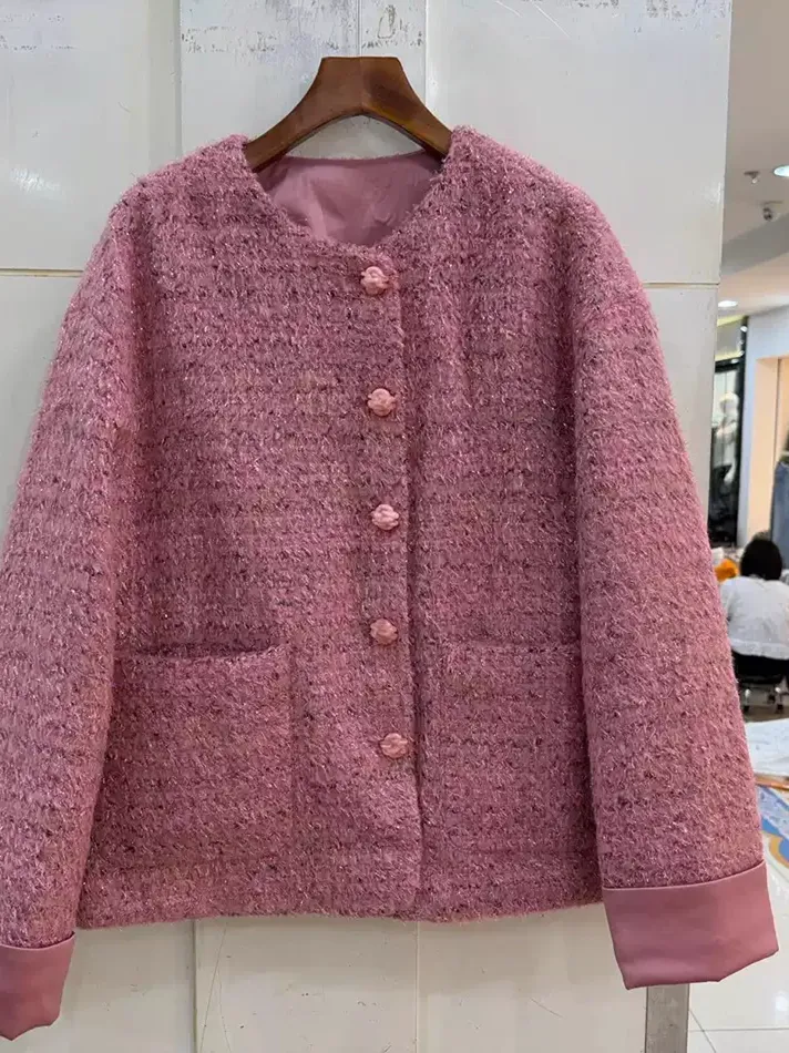 Women's single-breasted crew-neck wool coat — Style B26083-1