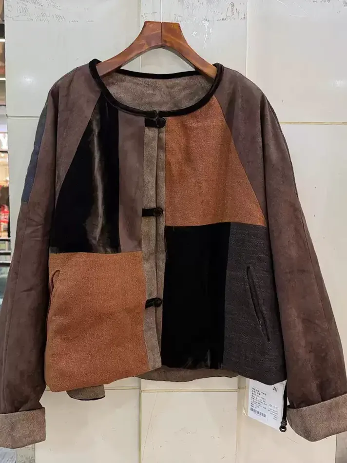 Women's frog-closure silk elevated padded coat — Style TA-7163