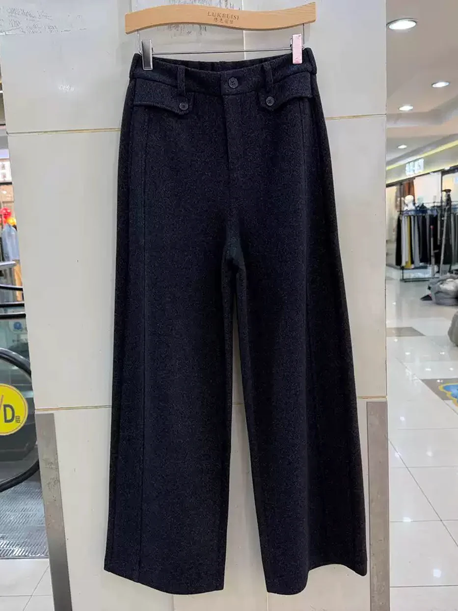 Women's elastic-waist high-rise wide-leg trousers · 98059