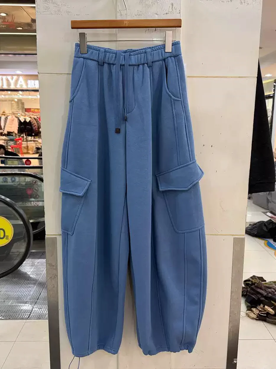 Women's elastic-waist fleece-lined high-rise slim trousers — Style 2W67309