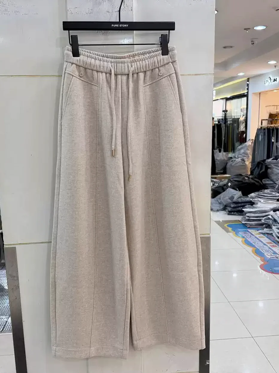 Women's button-front elastic-waist trousers — Style 6933-1093740027875
