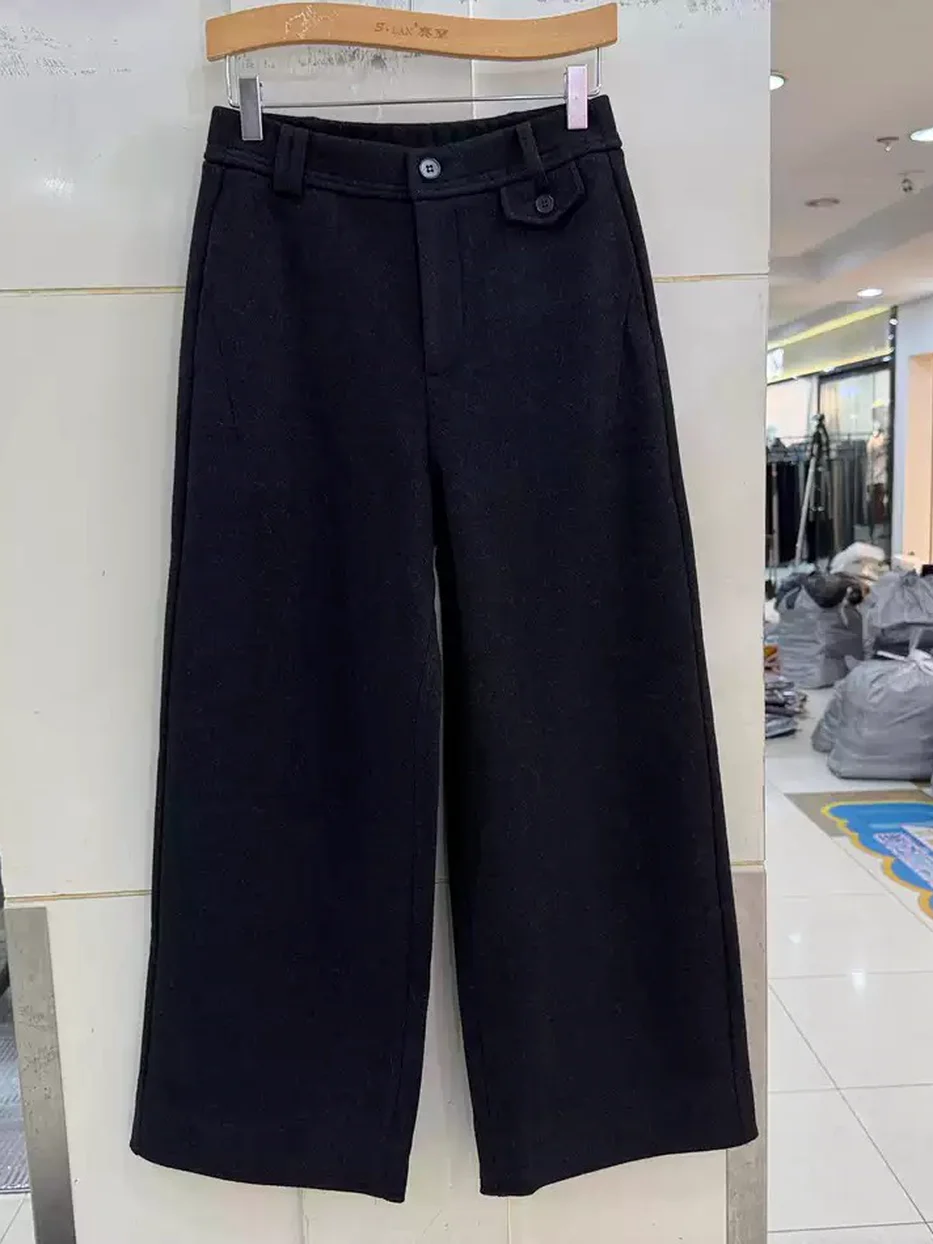 Women's elastic-waist fleece-lined straight trousers — Style 8128