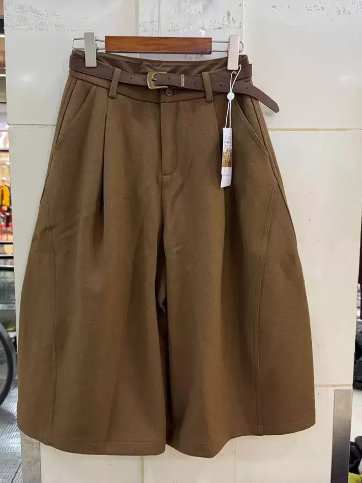 Women's wool relaxed casual wide-leg trousers — Style C8118-1