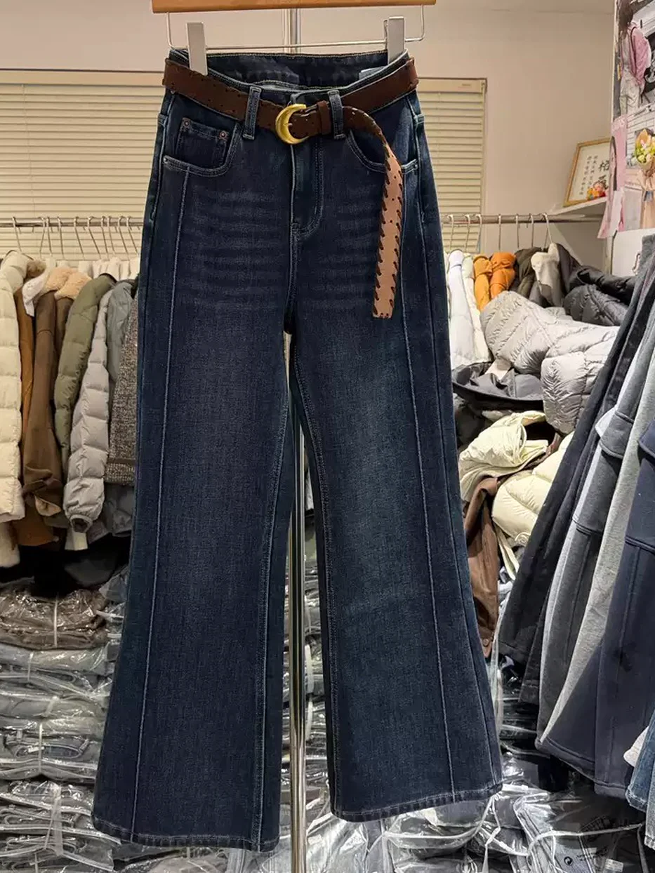 Women's denim fleece-lined flared slim jeans — Style F3566