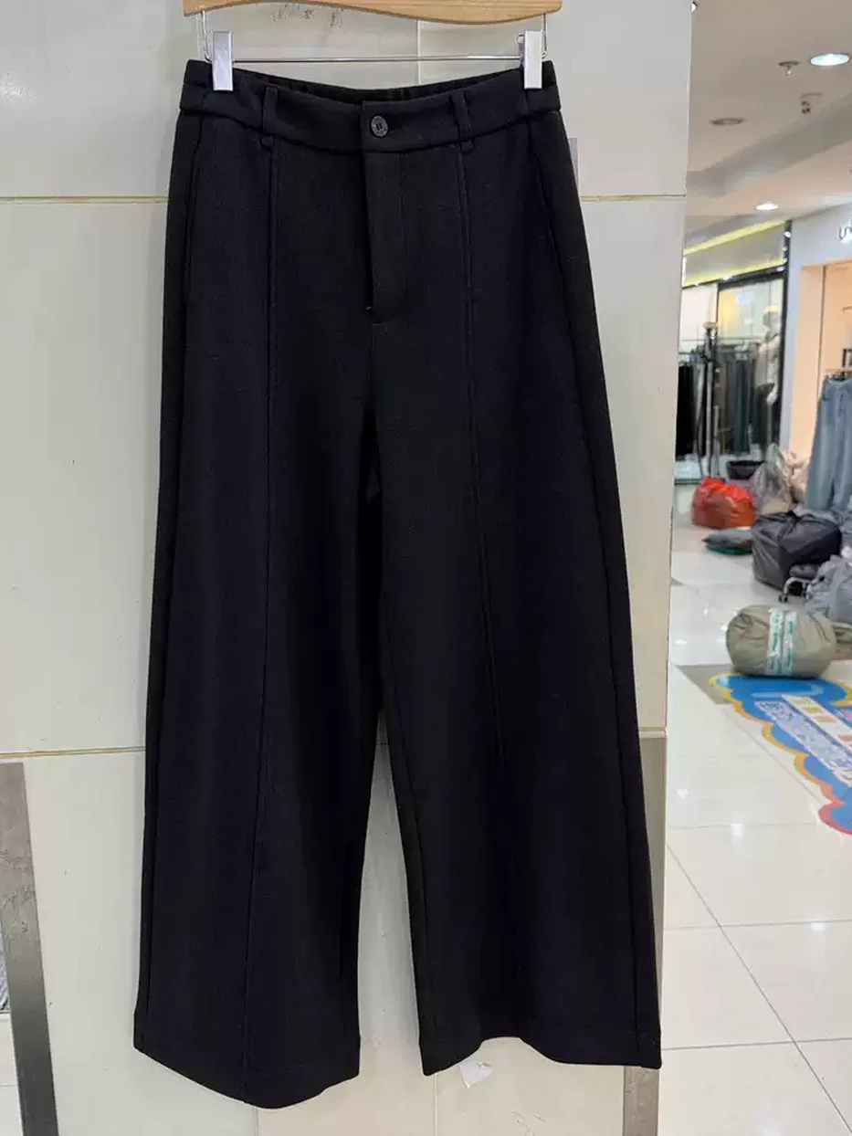 Women's elastic-waist high-rise straight trousers — Style K-6299