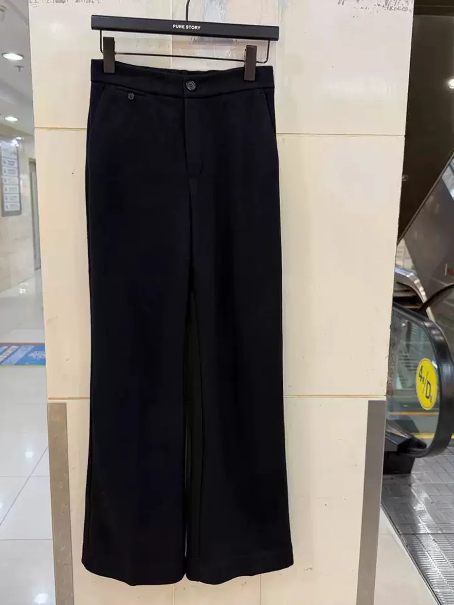 Women's elastic-waist flared trousers — Style Q651K8672