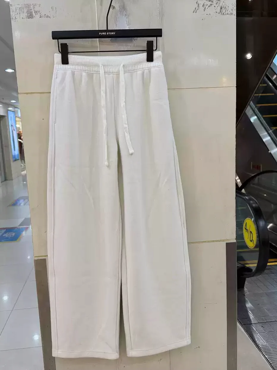 Women's drawstring elastic-waist heavyweight joggers — Style Q652K7818
