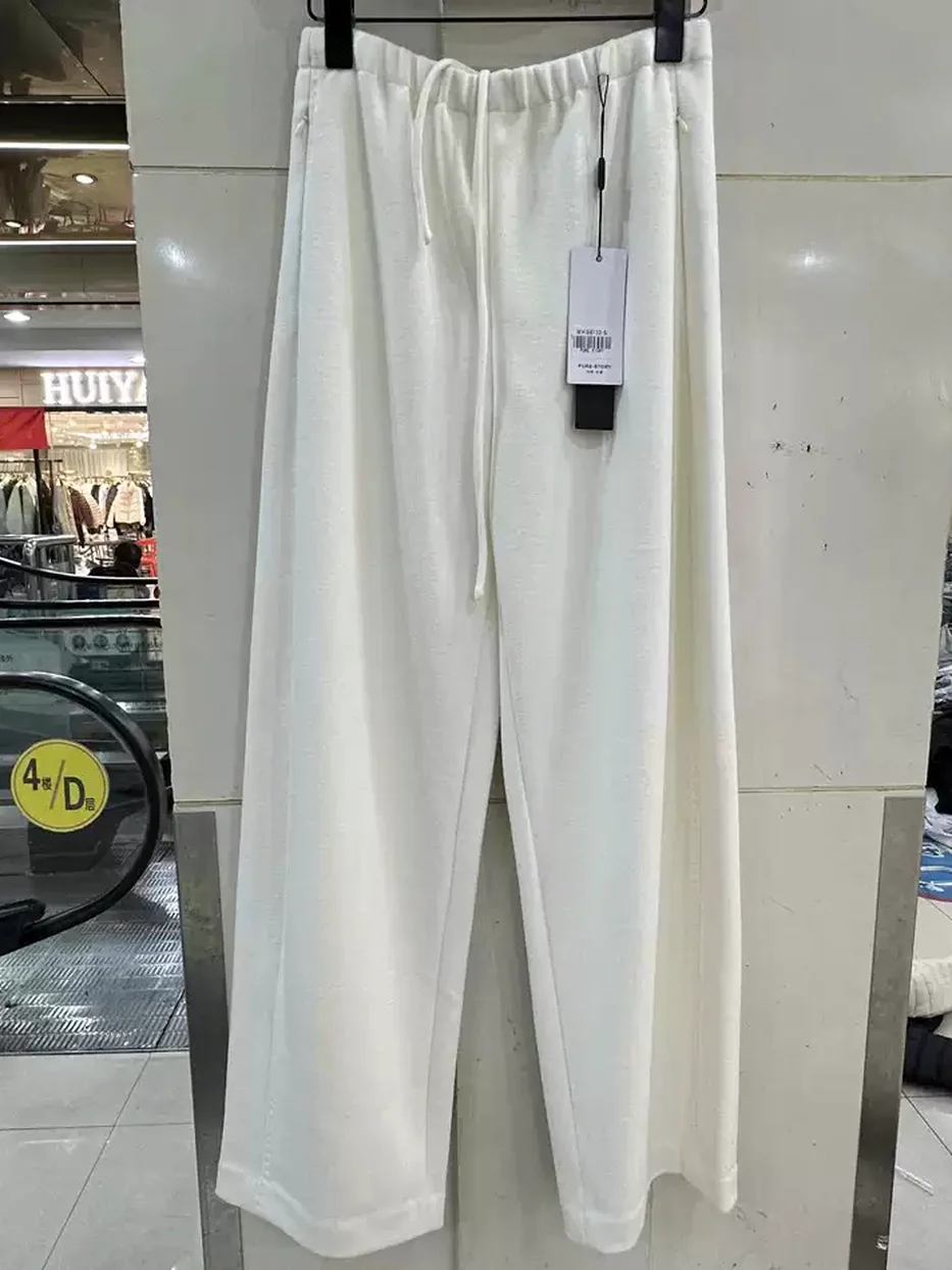 Women's drawstring elastic-waist heavyweight trousers — Style W86132