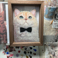Close-up detail of hand-painted pet fur texture on glass surface
