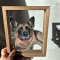 6 inch round glass pet portrait - compact memorial size