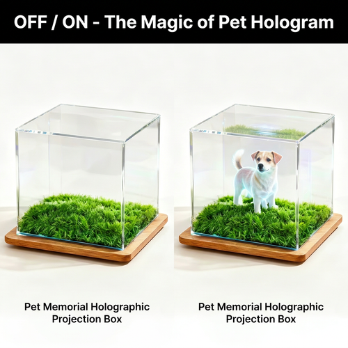 Custom 3D AI Stereo Hologram Projection Box for Pets, Digital Light Image House, Memorial Keepsake for Deceased Cats & Dogs
